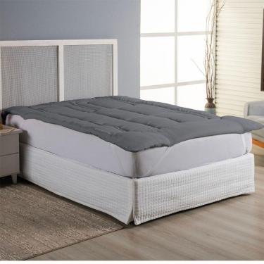 Imagem de Protetor Colchão Pillow Top Casal Queen Micropercal 400 Fios 100% Poliéster Extra Macio - Cinza