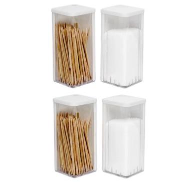 Imagem de Kit 2 Saleiros + 2 Paliteiros Branco e Transparente 8x3,5Cm - Jaguar