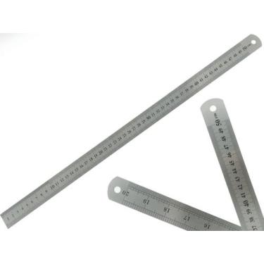 Imagem de Régua Escolar De Metal Aço Inox Tamanho 50 cm Engenheiro Escritório Re