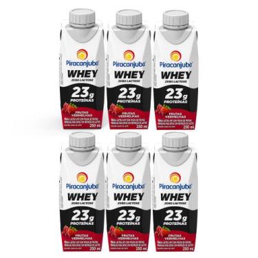 Imagem de Kit 6 Bebida Láctea Piracanjuba Whey Zero Lactose Frutas Vermelhas 250