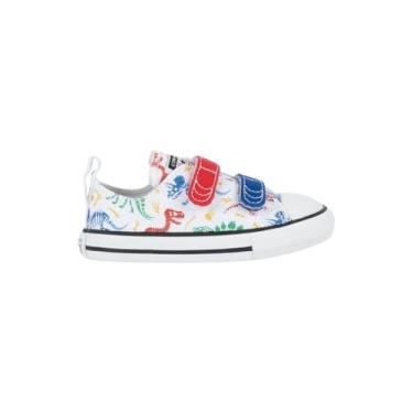 Imagem de Tênis Converse All Star Infantil 2V Ox - Cano baixo, Original, Confortável, Ideal para o dia a dia, Estilo Clássico (Branco/Vermelho, BR, Criança de 1 a 3 anos, Numérico, 20)