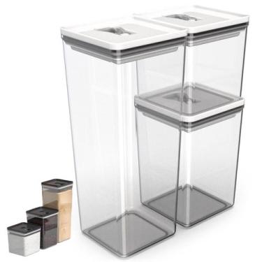 Imagem de Kit Pote Mantimento Hermético Organizador Cozinha Acrílico Tampa Trava