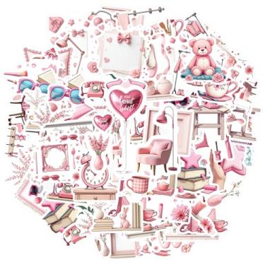 Imagem de 35 peças rosa pastel objetos vintage decoração de casa adesivos de recompensa de professores DIY adesivos encantadores para notebook, bagagem, celular, copo de telefone faça você mesmo, laptop, álbum