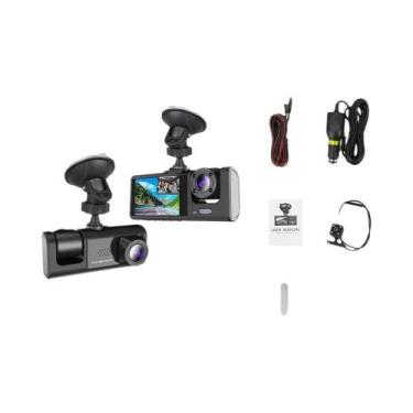 Imagem de Câmera Dash Cam 1080p 3 Canais com Wi-Fi - Gravação Frontal, Interna e