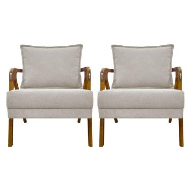 Imagem de Kit 2 Poltronas Decorativas Shine Bouclé Premium - Bege Buclê