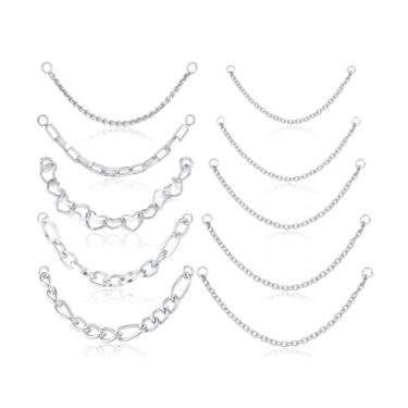 Imagem de Tornito 10 anéis de nariz, corrente de aço inoxidável, corrente de nariz duplo, joias de piercing de narina para mulheres e homens, tom prata 32/35/38/40/45/50 mm, Aço inoxidável, Sem Pedra Preciosa