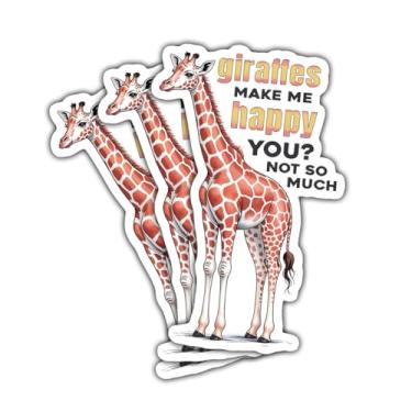 Imagem de 3 peças Girafas Make Me Happy You Not So Much Adesivos, Decalques de vinil com citação de animais engraçados para laptop, caderno, garrafa hidráulica, garrafa de água, para-choque de carro, álbum de