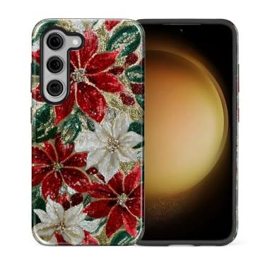 Imagem de Flivro Capa para Samsung Galaxy S23, 2 em 1 PC capa rígida e amortecedor interno de silicone, antiarranhões, à prova de choque, design fino, flores de Natal, mosaico falso
