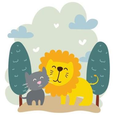 Imagem de Adesivo Bichinhos Gatinho E Leaozinho Infantil Midiapoparte