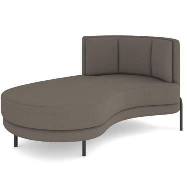 Imagem de Chaise Longue Divã 164cm Braço Direito Logus D06 Bouclê Bege Escuro - Mpozenato