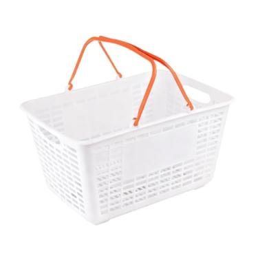 Imagem de YWJLQH Cesta de compras multifuncional com alça, organizador de supermercado, ideal para frutas, embaixo de armários, ateliês, despensas e outros ambientes, Laranja