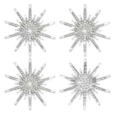 Imagem de PH PandaHall 4 broches de strass de floco de neve, alfinetes de liga de 5 cm, broches de lapela de floco de neve, broches para mulheres, roupas de inverno, joias, decoração de festa de aniversário de
