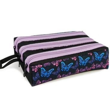 Imagem de Estojo Escolar Infantil Organizador 3 Divisorias Bolsinha de Lápis Organizador Triplo-Feminino