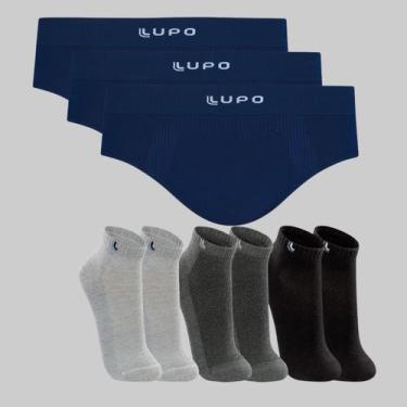 Imagem de Kit 3 Cuecas Slip Micromodal e 3 Pares de Meias Lupo 00681-03225 Cor: 