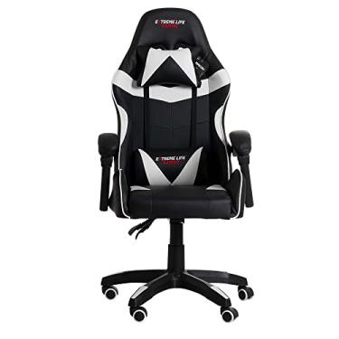 Imagem de Cadeira Gamer Drakon c/Apoio Dorsal e Cervical - Encosto Reclinável - Apoio de Braços Articulado - Preto/Branco - CH31BKWH ELG