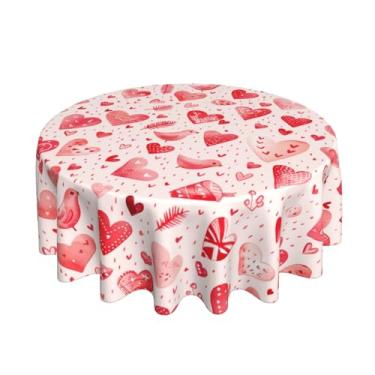 Imagem de DEKIFNHG Toalha de mesa redonda para dia dos namorados, 152 cm, decoração de corações de amor, rosa, toalha de mesa redonda para festas românticas de dia dos namorados, piquenique, ambientes internos