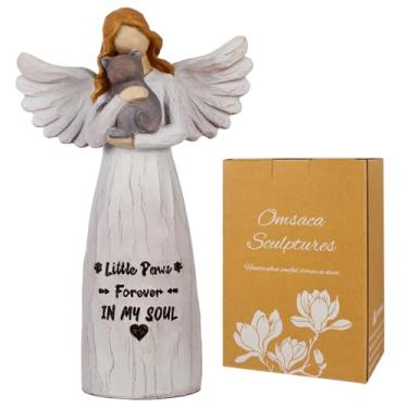 Imagem de Omsaca Memoriais da amizade de gatos presentes para amantes de gatos, presentes de lembrança de animais de estimação - Decoração de estatueta de anjo pintada à mão de 18 cm para donos de animais de