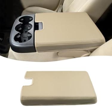 Imagem de Capa de console central para Chevy Silverado Sierra Yukon Suburban Tahoe 2007-2013, capa de apoio de braço de vinil confortável, almofada de descanso de braço, biege, assento de salto de banco