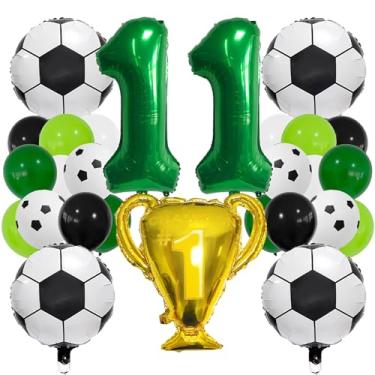 Imagem de Balão esportivo verde 11 anos, decoração esportiva de 11 anos, troféu de futebol 11 balões, decoração de festa de 11 anos de futebol, perfeito para festas temáticas, kits de balões de 11 anos