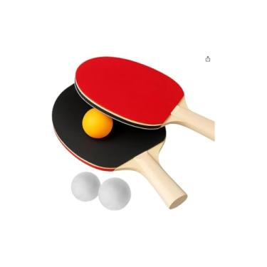 Imagem de Kit Ping Pong com Rede, 2 Raquetes, 3 Bolinhas, Madeira, Preto e Vermelho, Infantil e Adulto, 100cm