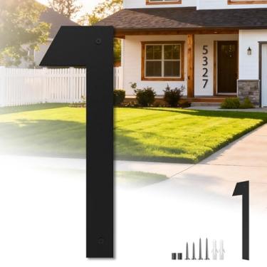 Imagem de YUEYIN Números de casa grandes de 40,6 cm para o exterior, grande preto fosco porta número 1, números de endereço grandes, sinalização digital moderna para casas, apartamentos, hotéis, fábricas (um)