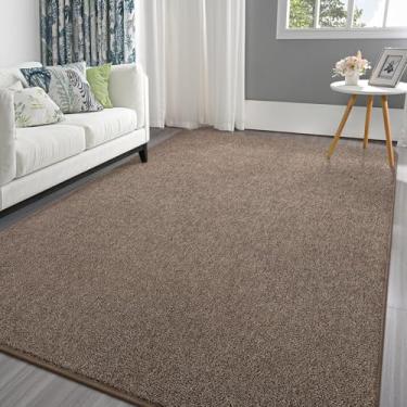 Imagem de Pettop Tapetes marrons 12 x 18 cm para sala de estar, quarto, tapete de espuma viscoelástica espessa, tapete moderno minimalista super macio para meninos e meninas, tapetes antiderrapantes e laváveis