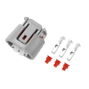 Imagem de Hihaha No.9098011349 Plugue do conector do receptáculo do alternador para Toyota/conector terminal de fio fêmea interno/plástico impermeável série de 2,2 mm / 1 conjunto cinza 3 pinos