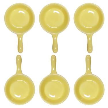 Imagem de Pirhosigma 6 peças de porcelana molho de soja tigela de lanche tigela de sobremesa tigelas de salada cerâmica molho de açúcar prato de 29 g com alça para jantar, assar, churrasco e cozinhar amarelo
