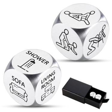 Imagem de 10 Year Anniversary Tin Gifts for Her Him - 2PCS Funny Date Night Dice for Wife Husband Couples, Christmas Stocking Stuffers for Women Men Adult White Elephant Gifts, Wedding Registry Ideas
