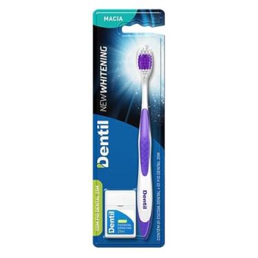 Imagem de Escova Dentes Whitening Macia com Fio Dental de 25 m, Colorido, Dentil