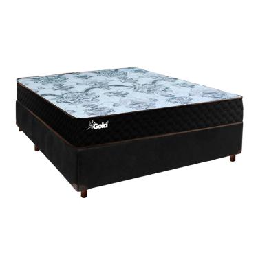 Imagem de Cama + Box Preto e Colchão Molas Ensacadas Casal - Life Gold Paropas