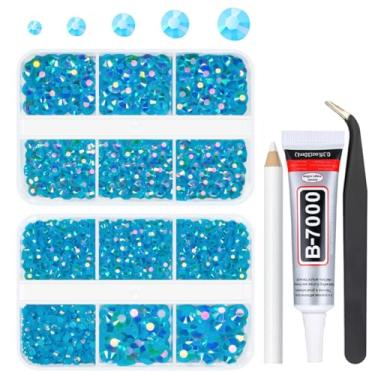 Imagem de qiipii 3060 Peças De Strass Resina Azul-Petróleo Para Artesanato, Turquesa, Com Fundo Plano, Pedras Gelatina 2 Mm A 6 Mm, Diamantes Sem Fixação Quente, Pingentes Unhas, Rosto, Olhos, Maquiagem, Copo