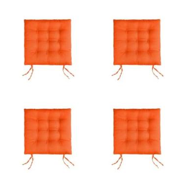 Imagem de Kit 4 Almofadas Futon para Cadeira 40x40 cm – Assento Confortável Enchimento Macio Tecido Oxford (Laranja)