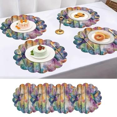 Imagem de Conjunto de 4 tapetes redondos laváveis de 35 cm para casa, cozinha, mesas de jantar e restaurante, antiderrapante, fácil de limpar