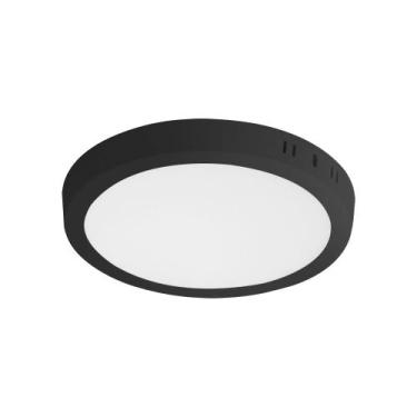 Imagem de Kit 5 Painel LED 24W LYS Redondo Sobrepor Preto - TASCHIBRA, Luz Quent