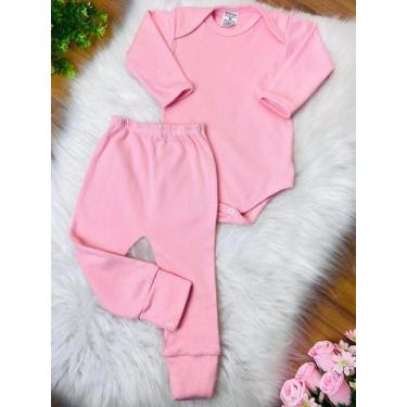 Imagem de Conjunto Bebê Body Suedine + Calça vira-pé - Tutti Baby Store, Rosa, M