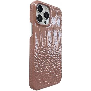 Imagem de MAALYA Capa traseira de telefone com flocagem interna, capa para Apple iPhone 14 Plus 6,7 polegadas 2022 padrão de crocodilo couro à prova de choque respirável marrom