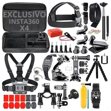 Imagem de Kit de Acessórios para Insta360 X4 com 66 Itens, Maleta Protetora, Tripé, Bastão Extensível e Suporte de Cabeça para Esportes e Aventuras
