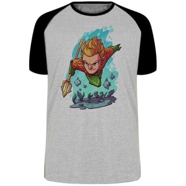 Imagem de Camiseta Aquaman Blusa Plus Size extra grande adulto ou infantil, M ad