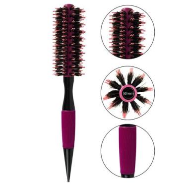 Imagem de Escova Cabelo Térmica Redonda Cerdas Duplas 16mm Rosa Penteados Salão 