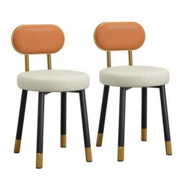 Imagem de AkosOL Conjunto de cadeiras de jantar, 2 peças, cadeiras de cozinha, cadeiras de evento aéreo para quarto ao ar livre, cadeira de maquiagem com encosto e almofada acolchoada, cadeira de mesa sem