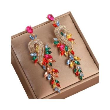 Imagem de Brincos Longos Com Franjas Em Forma De Folha Para Mulheres, 2 Peças, P