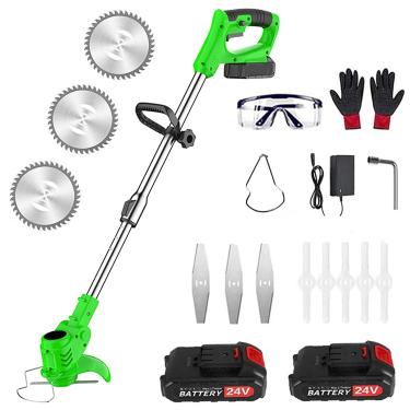 Imagem de Cortador de grama potente com 2 baterias e 3 tipos de lâminas Cortador de grama elétrico sem fio para cortadores de grama com bateria de 24 volts zhengzilu