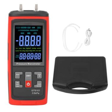 Imagem de Fafeicy Manômetro Digital de 2 Portas, Medidor de Pressão Diferencial ± 5kPa Com Medidor de Pressão de Gás LCD Retroiluminado, para Calibração de Laboratório de Caldeira HVAC
