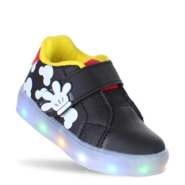 Imagem de Tênis Calçado de Luz Pisca Led Infantil Bebe Menino Preto Amarelo-Masculino
