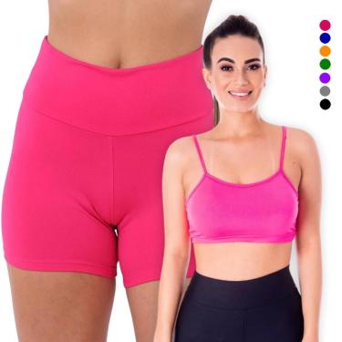 Imagem de KIT conjunto TOP ALÇA FINA bojo + SHORT Leg LEGGING BÁSICO Academia Cor:;Tamanho:G;Gênero:Feminino-Feminino