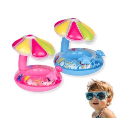 Imagem de Boia Fralda Bebê com Guarda-Sol para Piscina e Praia Verão (azul)