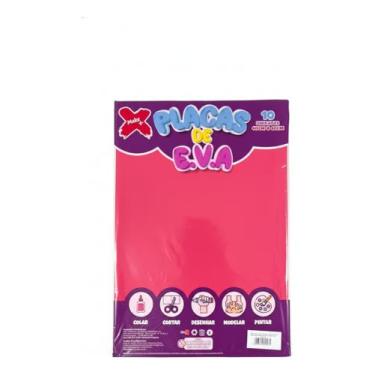 Imagem de Placas de EVA Liso Vermelho, 40x60cm, Artesanato Escolar, Pacote com 10 Folhas