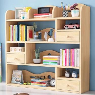 Imagem de Organizador de estante de mesa de mesa material de madeira maciça multicamadas, suporte de carga forte e fácil de limpar para escritório, decoração de casa, cozinha (tamanho: 120 * 21 * 106 cm)