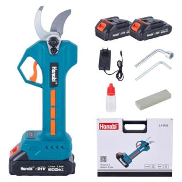 Imagem de Hanabi Tesoura de Poda Elétrica Sem Fio Profissional 21V, 2 Baterias, 2,0Ah, Tesoura de Bateria 21V com Maleta, Diâmetro de Corte de 25 mm